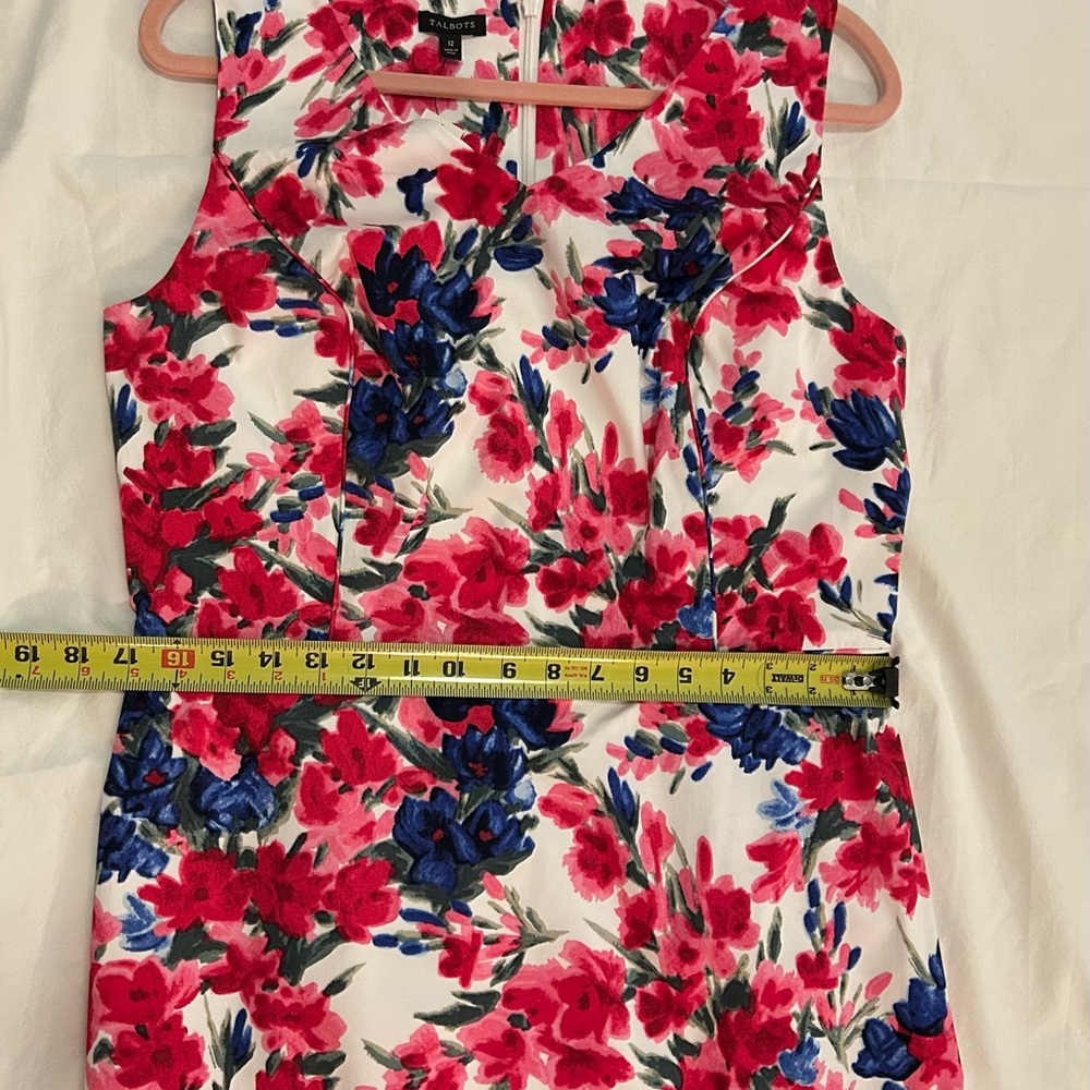 Talbots Dress Womens 12 Pink Blue Floral Sleeveless Sheath Lined Cottagecore NWT - Picture 5 of 12